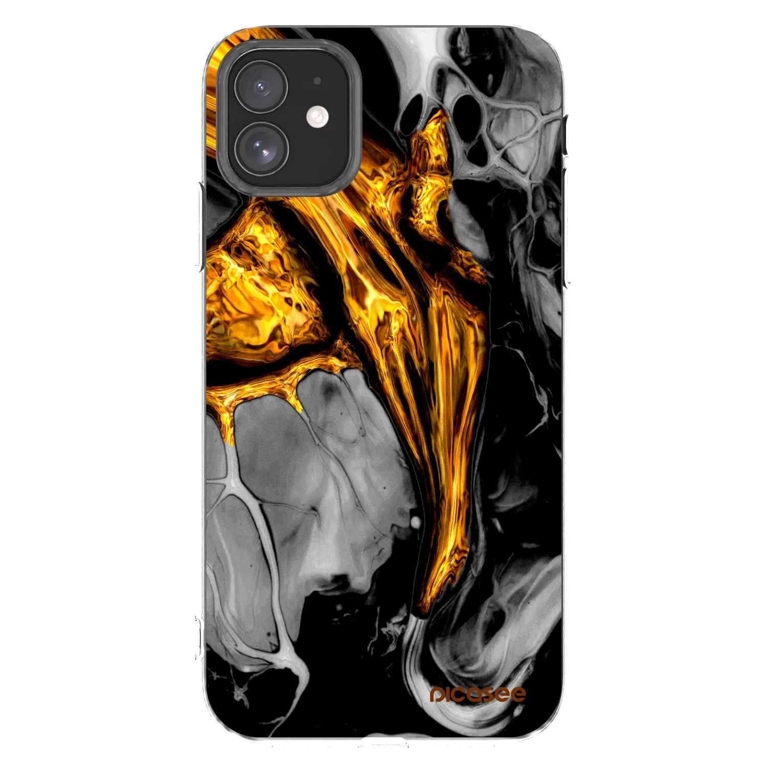 Picasee Apple iPhone 11 Hülle - Transparentes Silikon - Black Gold