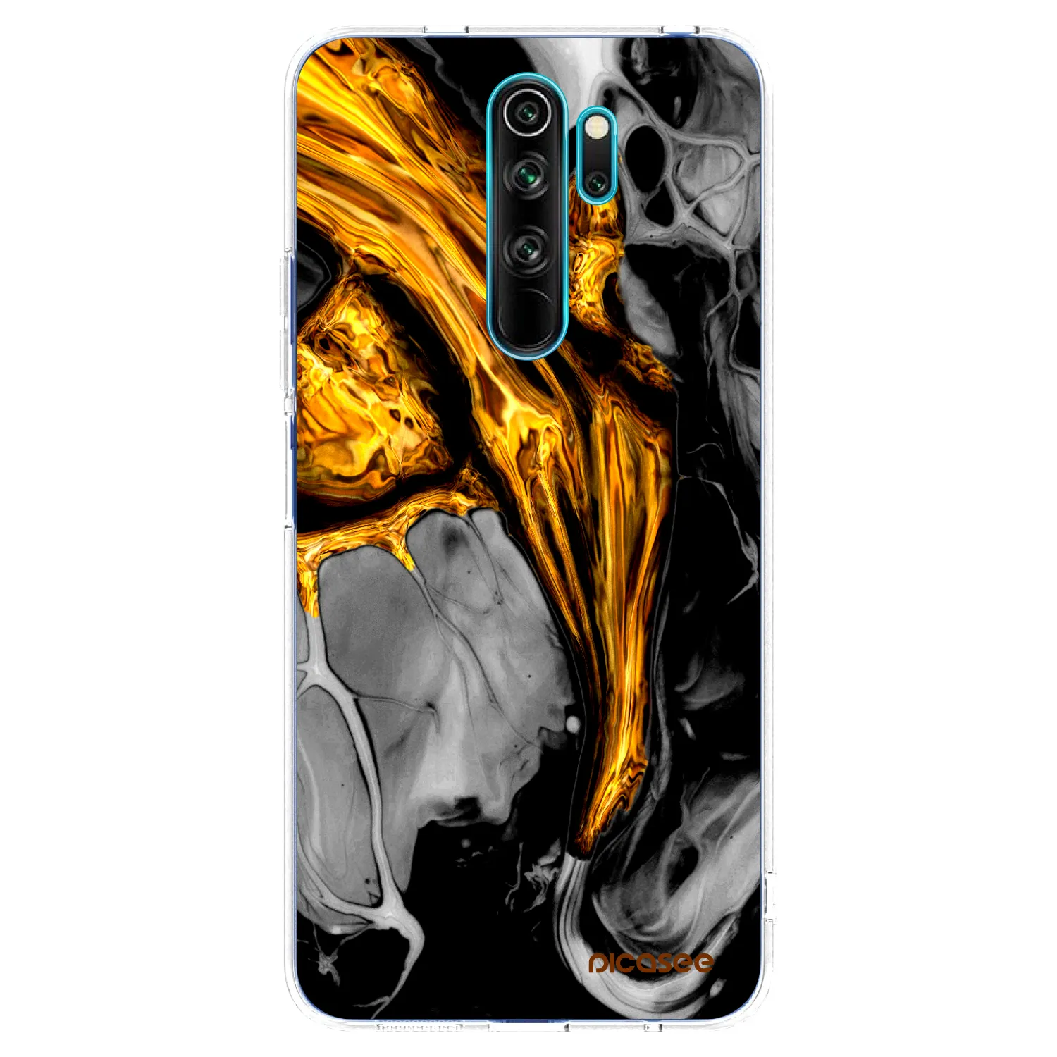 Picasee Xiaomi Redmi Note 8 Pro Hülle - Transparentes Silikon - Black Gold