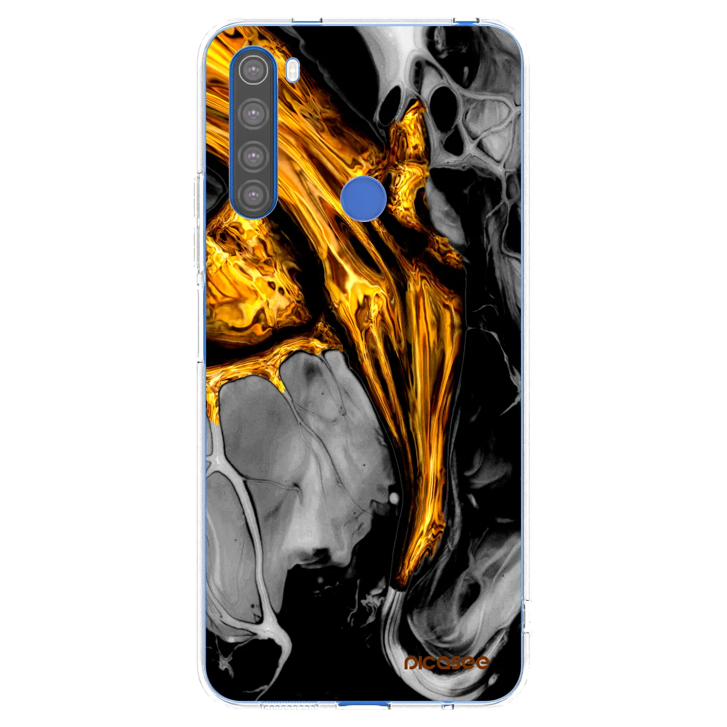 Picasee Xiaomi Redmi Note 8T Hülle - Transparentes Silikon - Black Gold