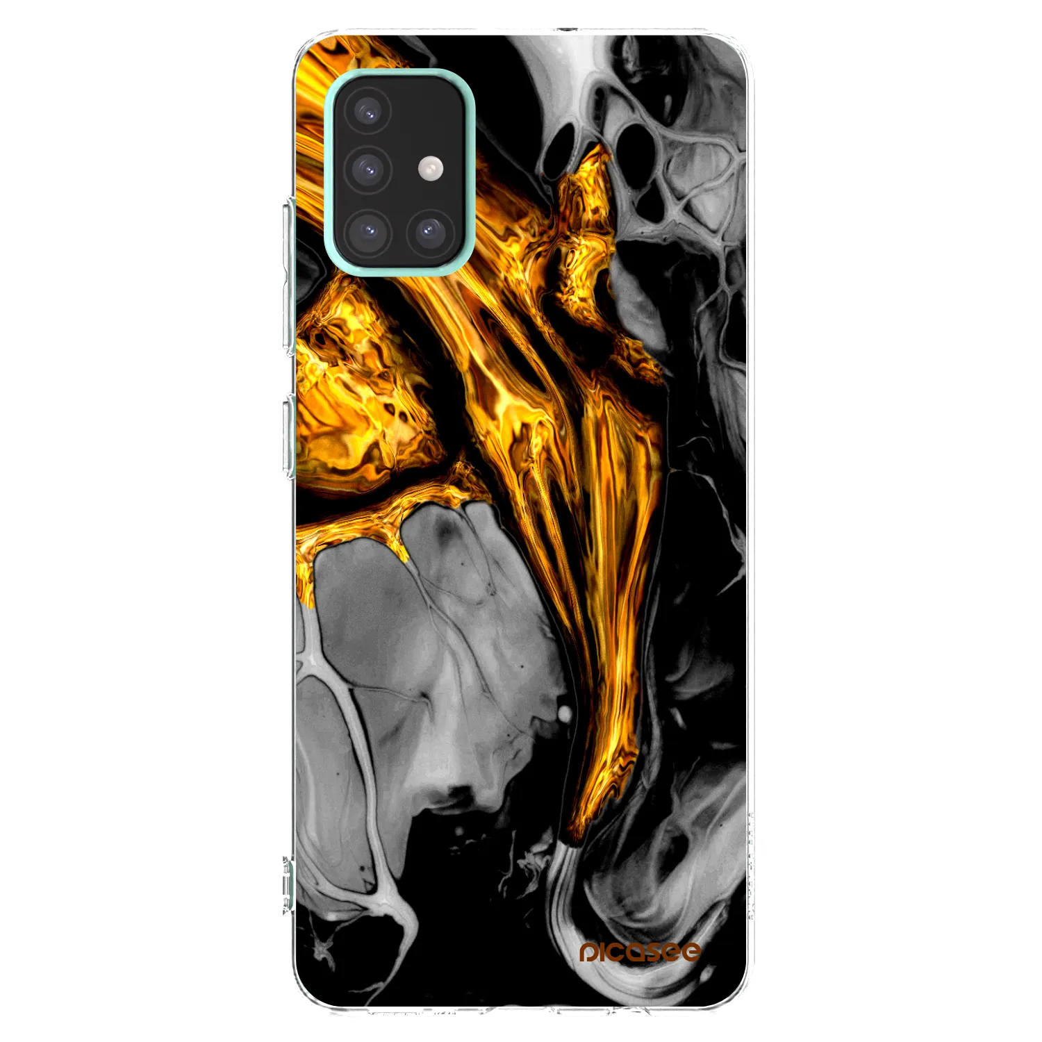 Picasee Samsung Galaxy A51 A515F Hülle - Transparentes Silikon - Black Gold