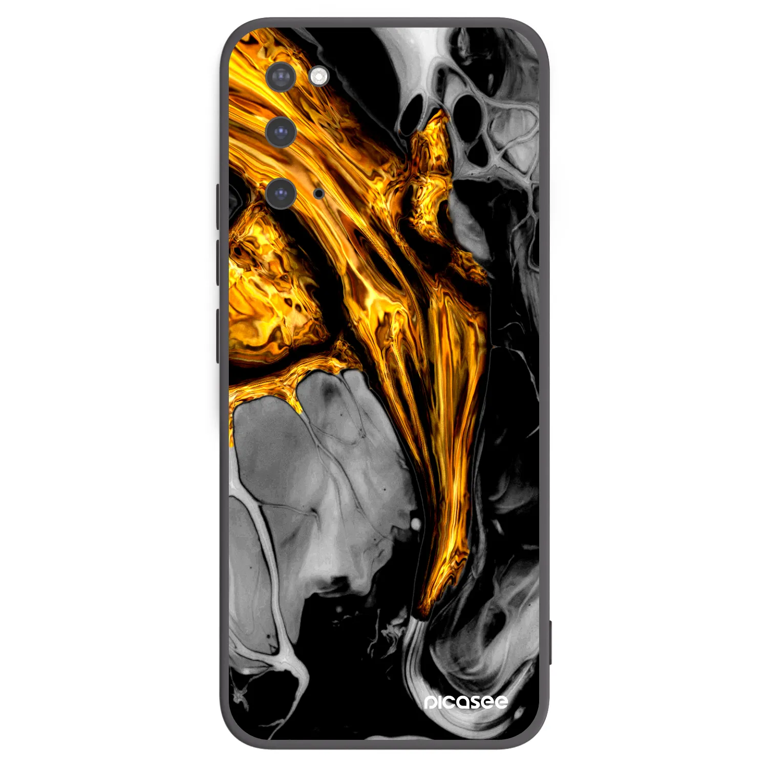 Picasee Samsung Galaxy S20 G980F Hülle - Schwarzes Silikon - Black Gold
