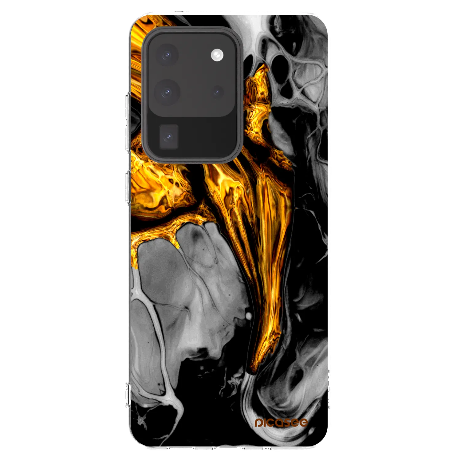 Picasee Samsung Galaxy S20 Ultra 5G G988F Hülle - Transparentes Silikon - Black Gold