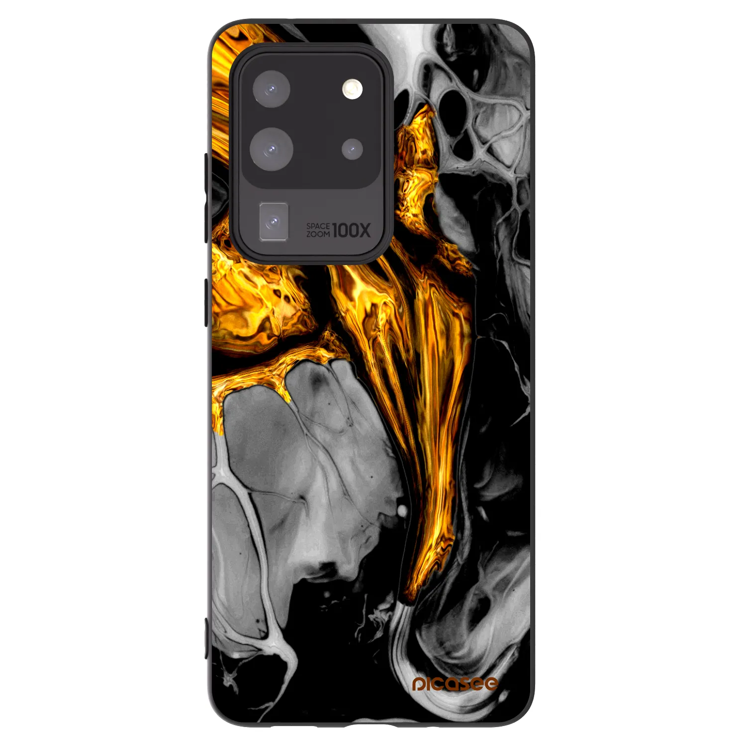 Picasee Samsung Galaxy S20 Ultra 5G G988F Hülle - Schwarzes Silikon - Black Gold