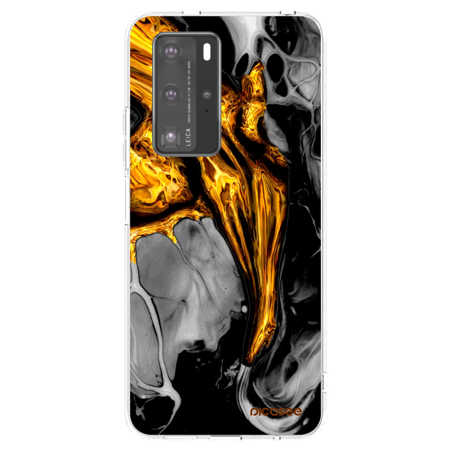 Picasee Huawei P40 Pro Hülle - Transparentes Silikon - Black Gold