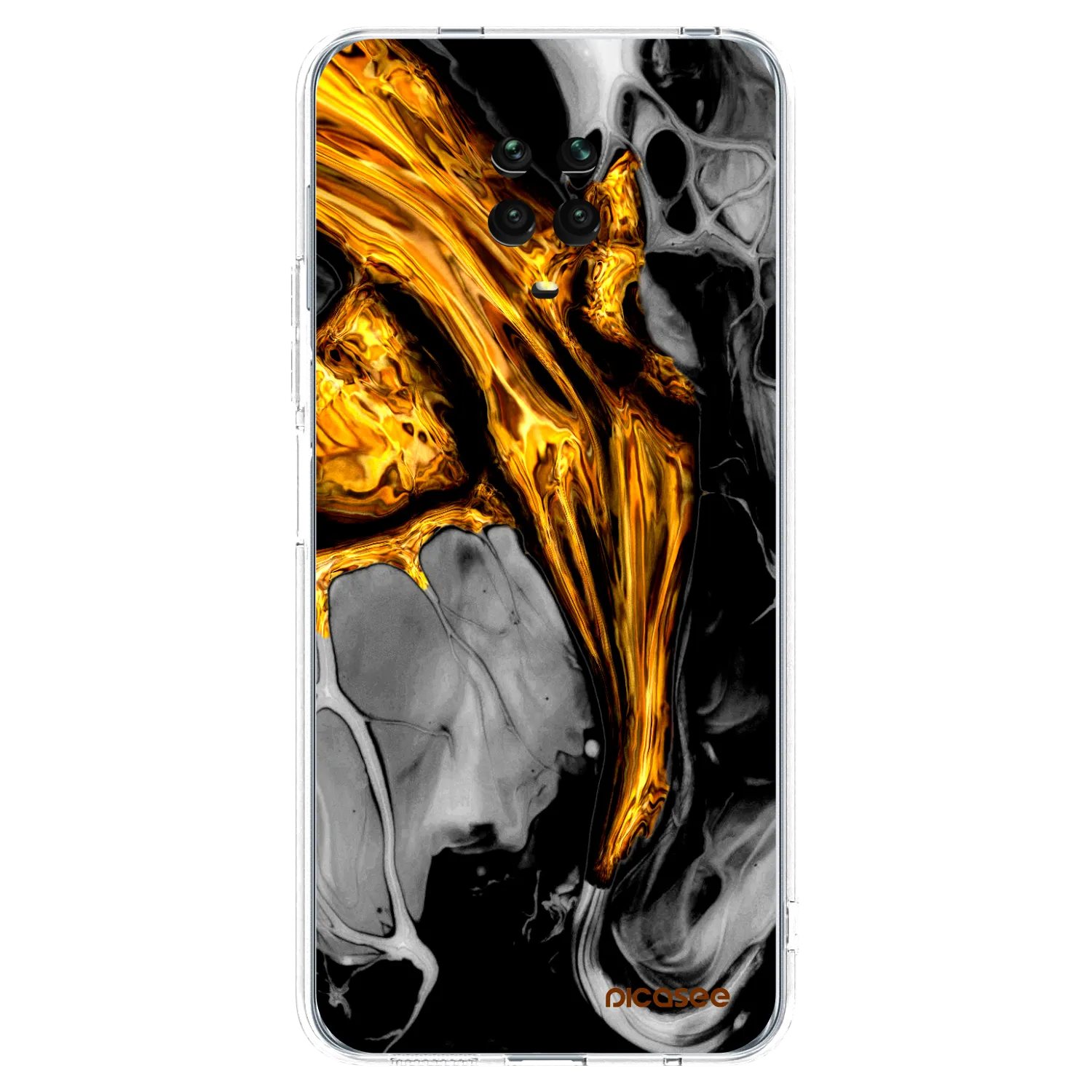 Picasee Xiaomi Redmi Note 9 Pro Hülle - Transparentes Silikon - Black Gold