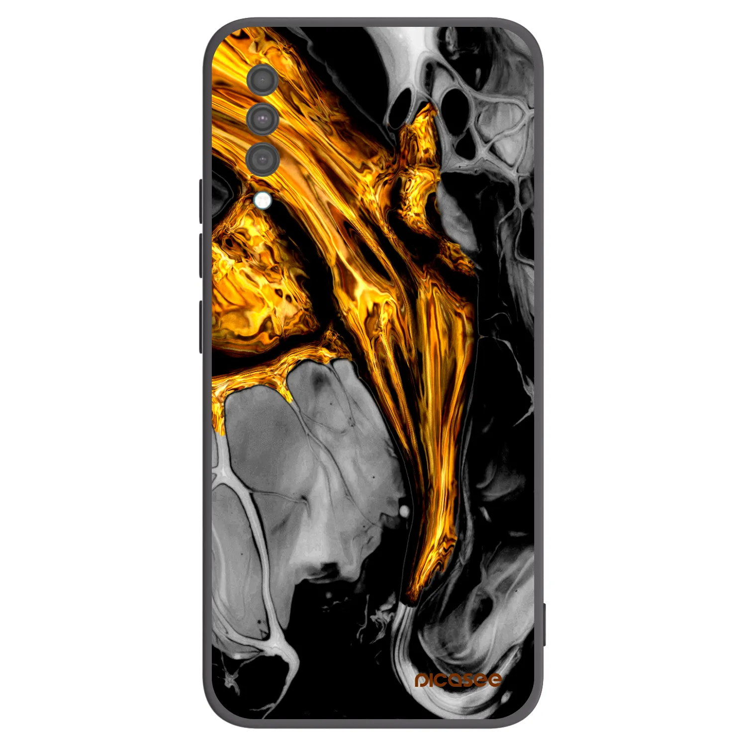 Picasee Samsung Galaxy A30s A307F Hülle - Schwarzes Silikon - Black Gold