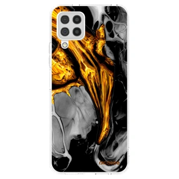 Picasee Samsung Galaxy A22 A225F 4G Hülle - Transparentes Silikon - Black Gold