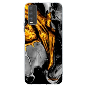 Picasee Vivo Y20s Hülle - Transparentes Silikon - Black Gold