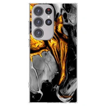 Picasee Samsung Galaxy S23 Ultra 5G Hülle - Transparentes Silikon - Black Gold