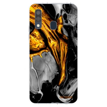 Picasee Samsung Galaxy A40 A405F Hülle - Transparentes Silikon - Black Gold