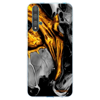 Picasee Huawei Nova 5T Hülle - Transparentes Silikon - Black Gold