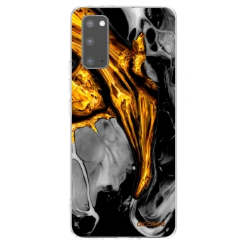 Picasee Samsung Galaxy S20 G980F Hülle - Transparentes Silikon - Black Gold
