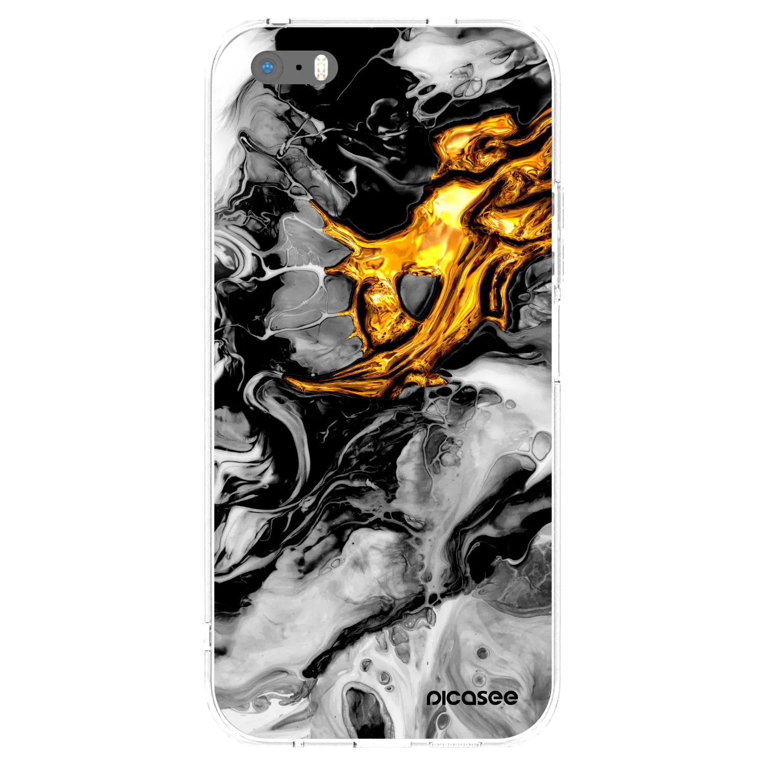 Picasee Apple iPhone 5/5S/SE Hülle - Transparentes Silikon - Black Gold 2