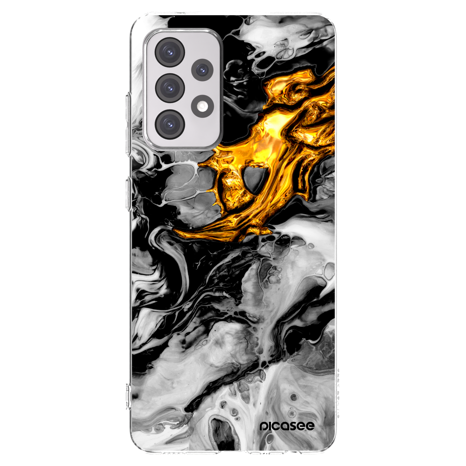 Picasee Samsung Galaxy A52 5G A525F Hülle - Transparentes Silikon - Black Gold 2