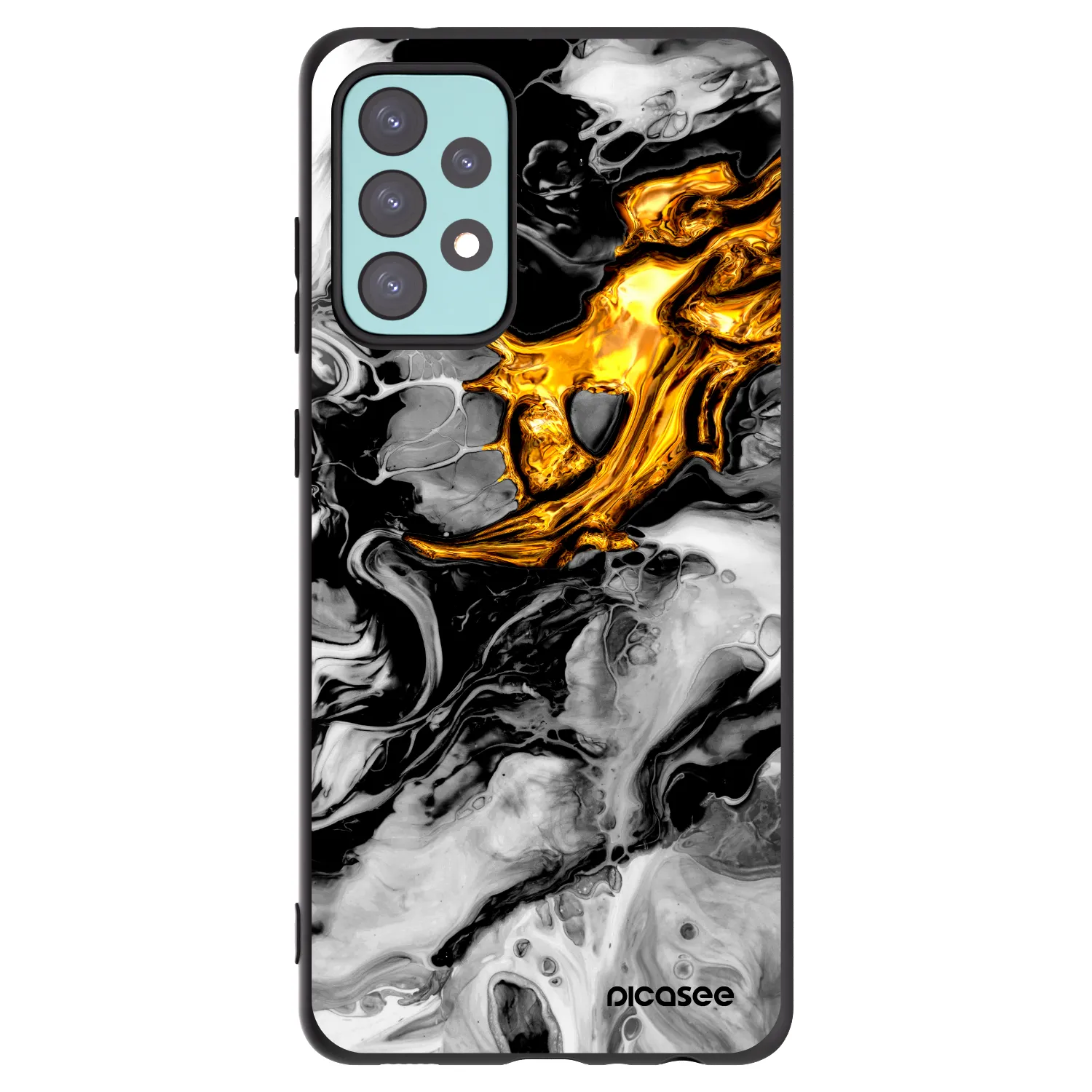 Picasee Samsung Galaxy A72 A725F Hülle - Schwarzes Silikon - Black Gold 2