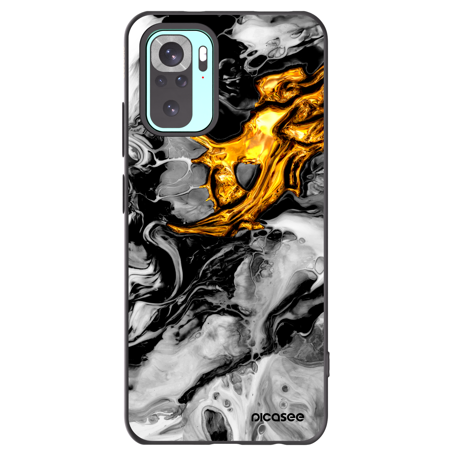 Picasee Xiaomi Redmi Note 10 Pro Hülle - Schwarzes Silikon - Black Gold 2