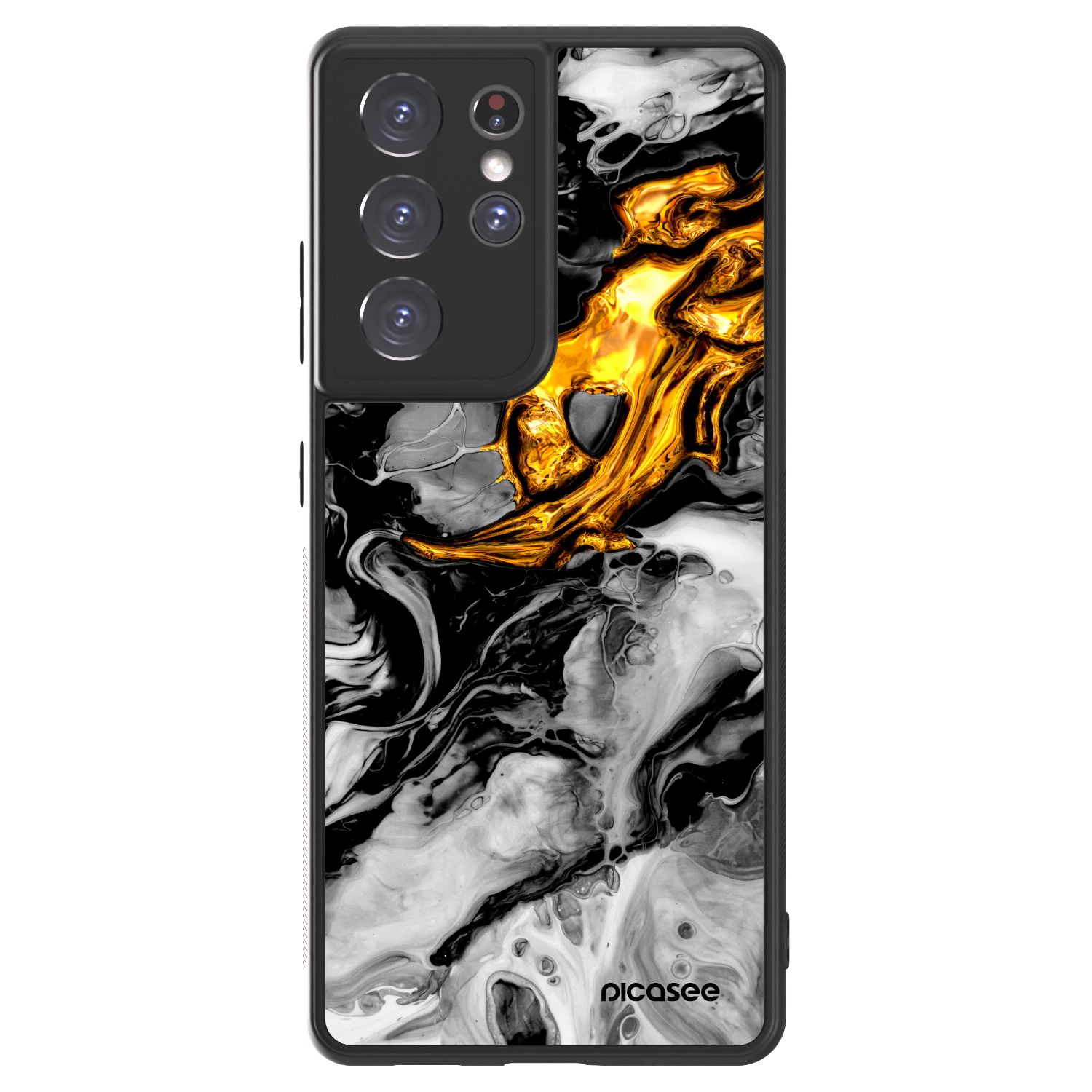 Picasee ULTIMATE CASE für Samsung Galaxy S21 Ultra 5G G998B - Black Gold 2