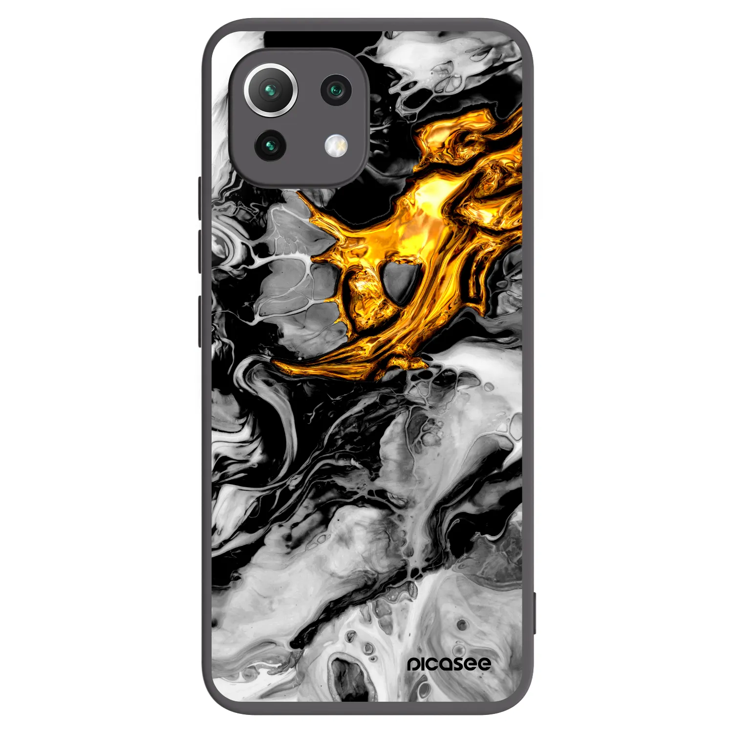 Picasee Xiaomi Mi 11 Lite Hülle - Schwarzes Silikon - Black Gold 2
