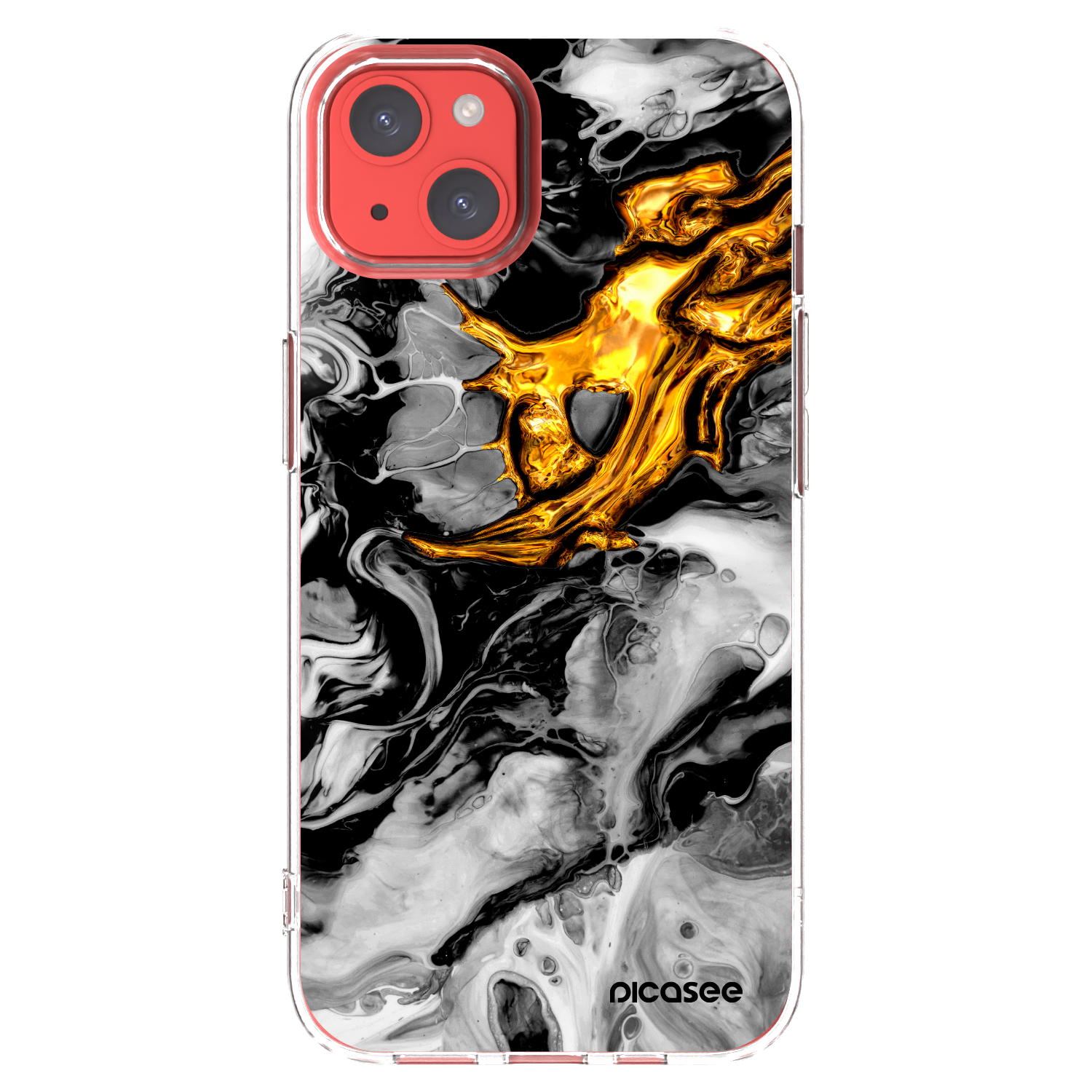 Picasee Apple iPhone 13 Hülle - Transparentes Silikon - Black Gold 2