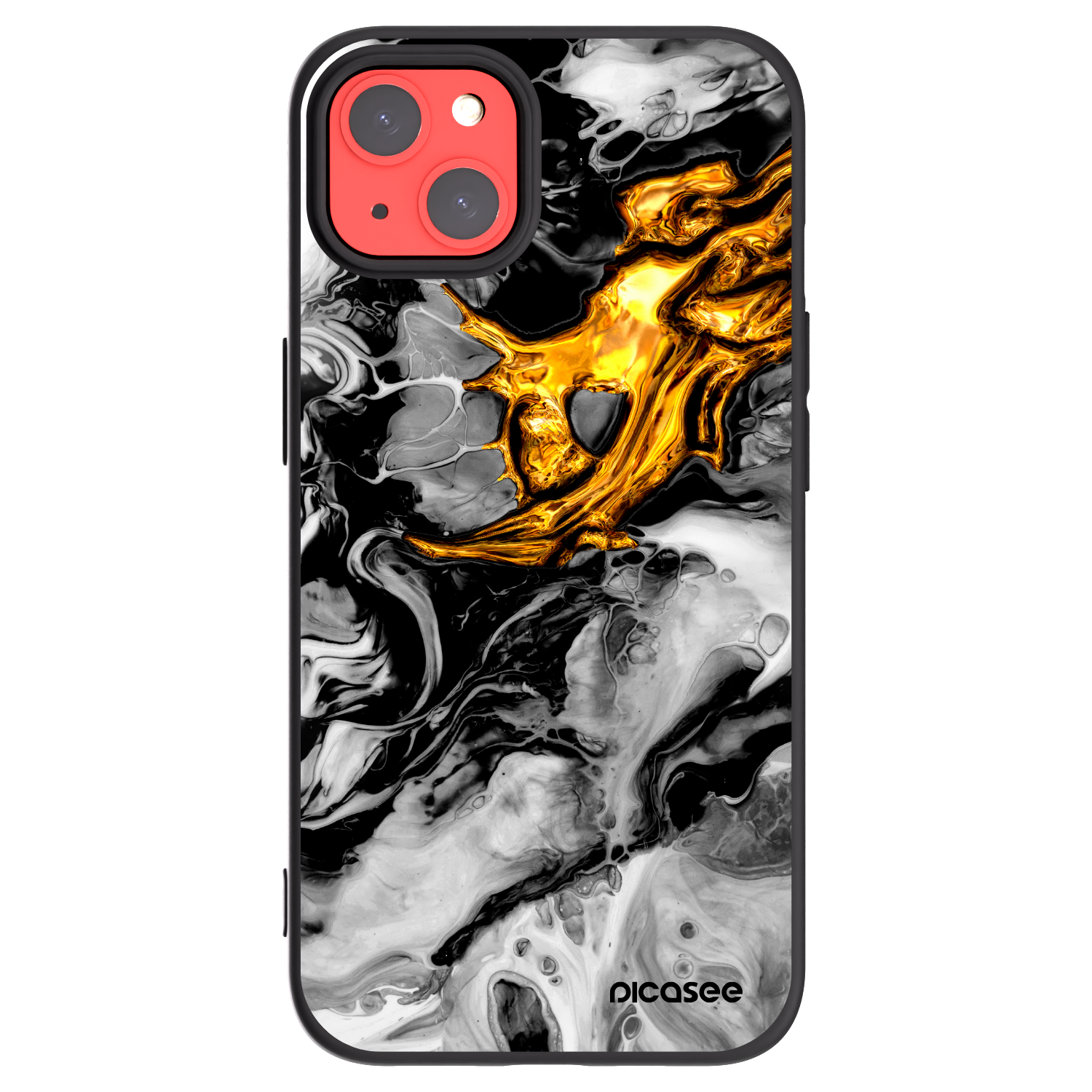 Picasee Apple iPhone 13 Hülle - Schwarzes Silikon - Black Gold 2