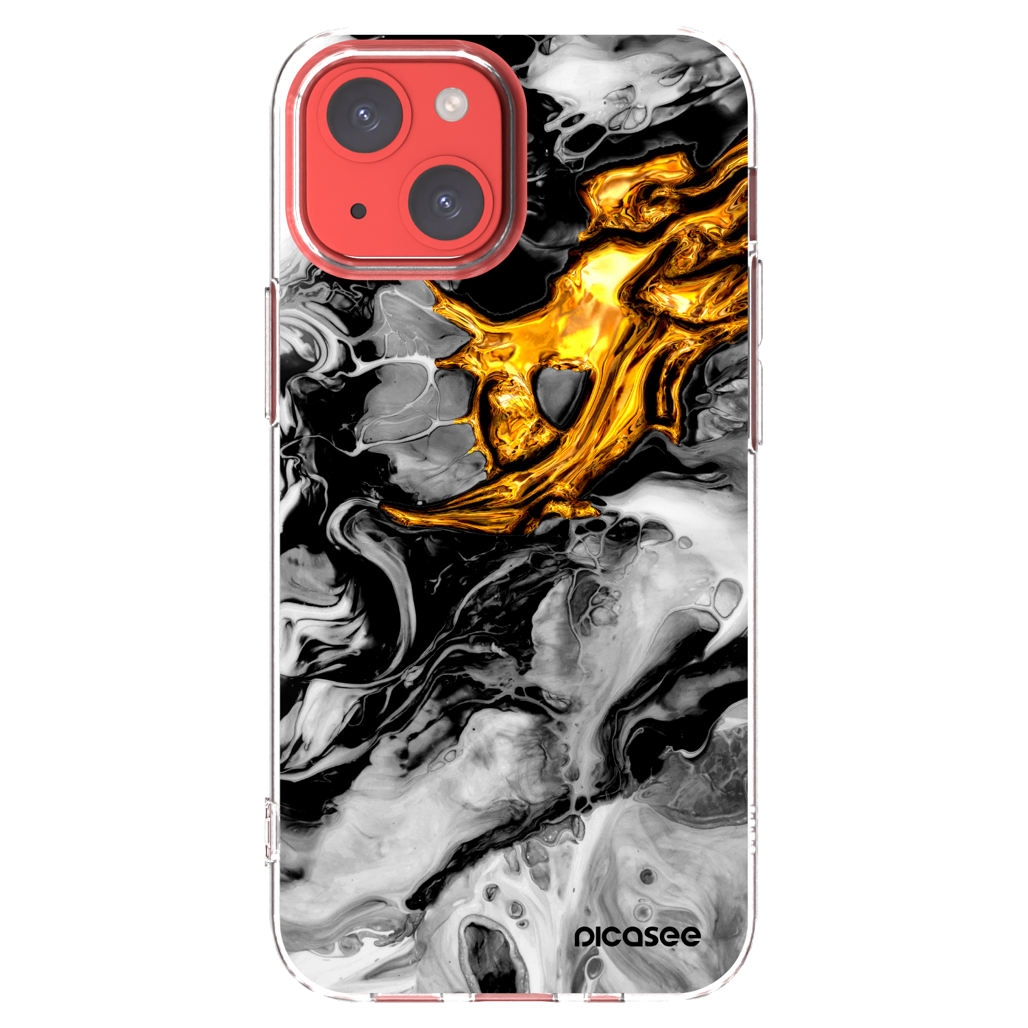 Picasee Apple iPhone 13 mini Hülle - Transparentes Silikon - Black Gold 2
