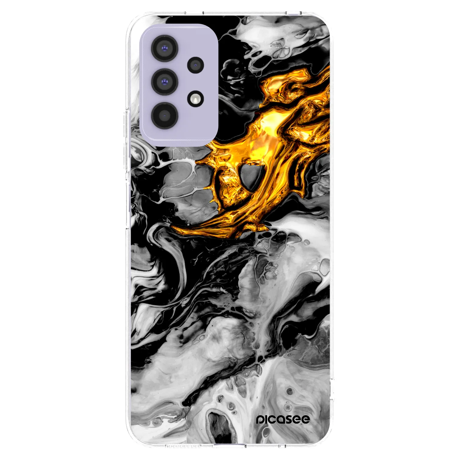 Picasee Samsung Galaxy A32 4G SM-A325F Hülle - Transparentes Silikon - Black Gold 2