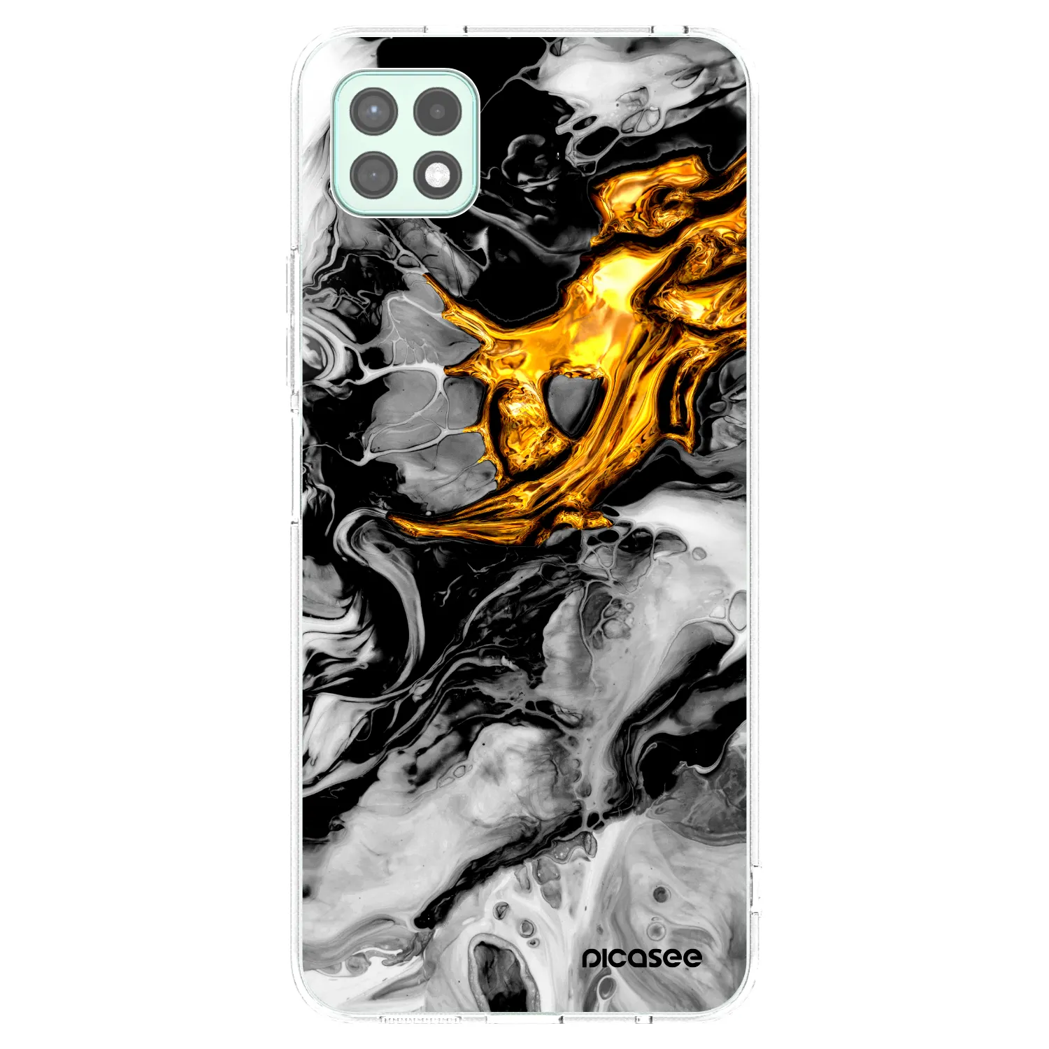 Picasee Samsung Galaxy A22 A226B 5G Hülle - Transparentes Silikon - Black Gold 2