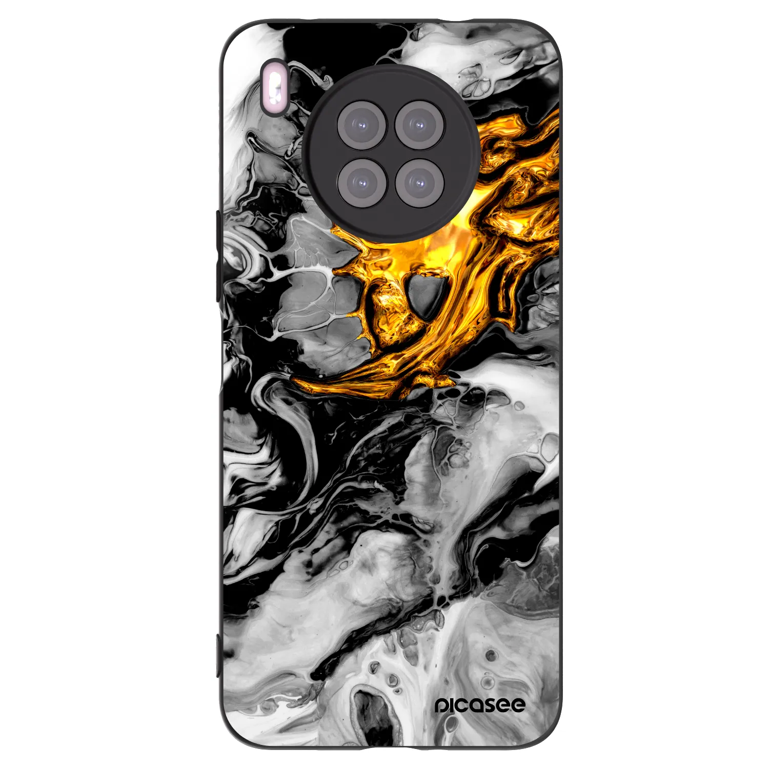Picasee Huawei Nova 8i Hülle - Schwarzes Silikon - Black Gold 2