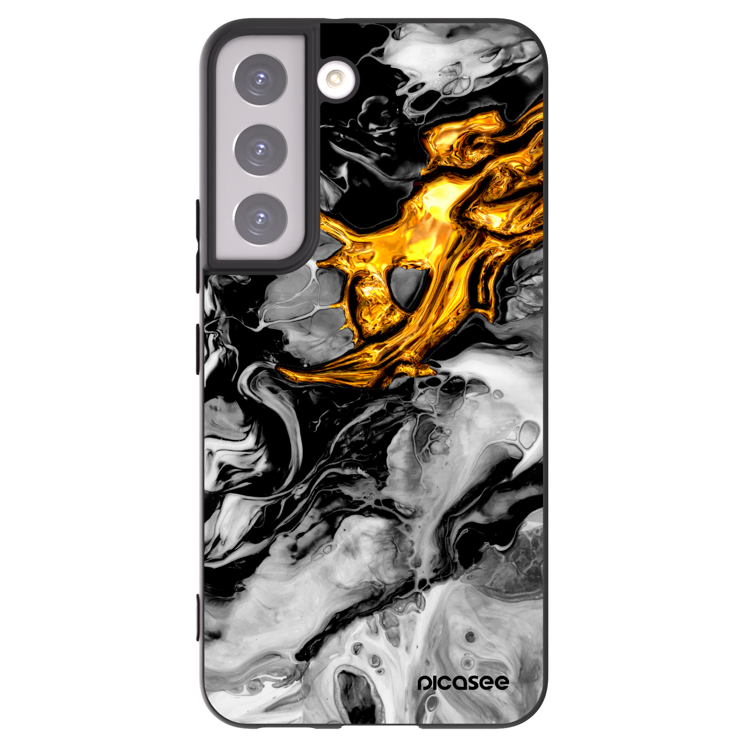 Picasee Samsung Galaxy S22 5G Hülle - Schwarzes Silikon - Black Gold 2