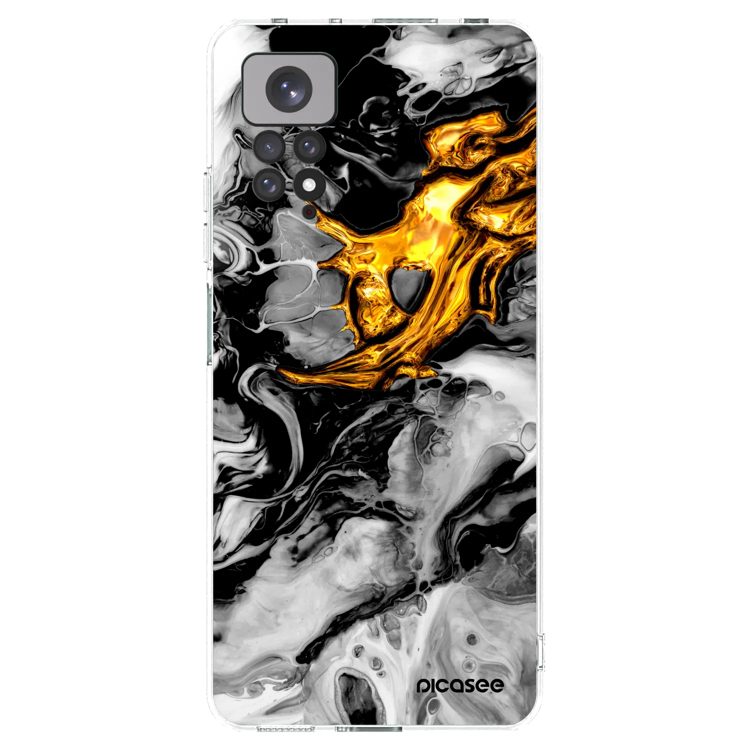 Picasee Xiaomi Redmi Note 11 Hülle - Transparentes Silikon - Black Gold 2