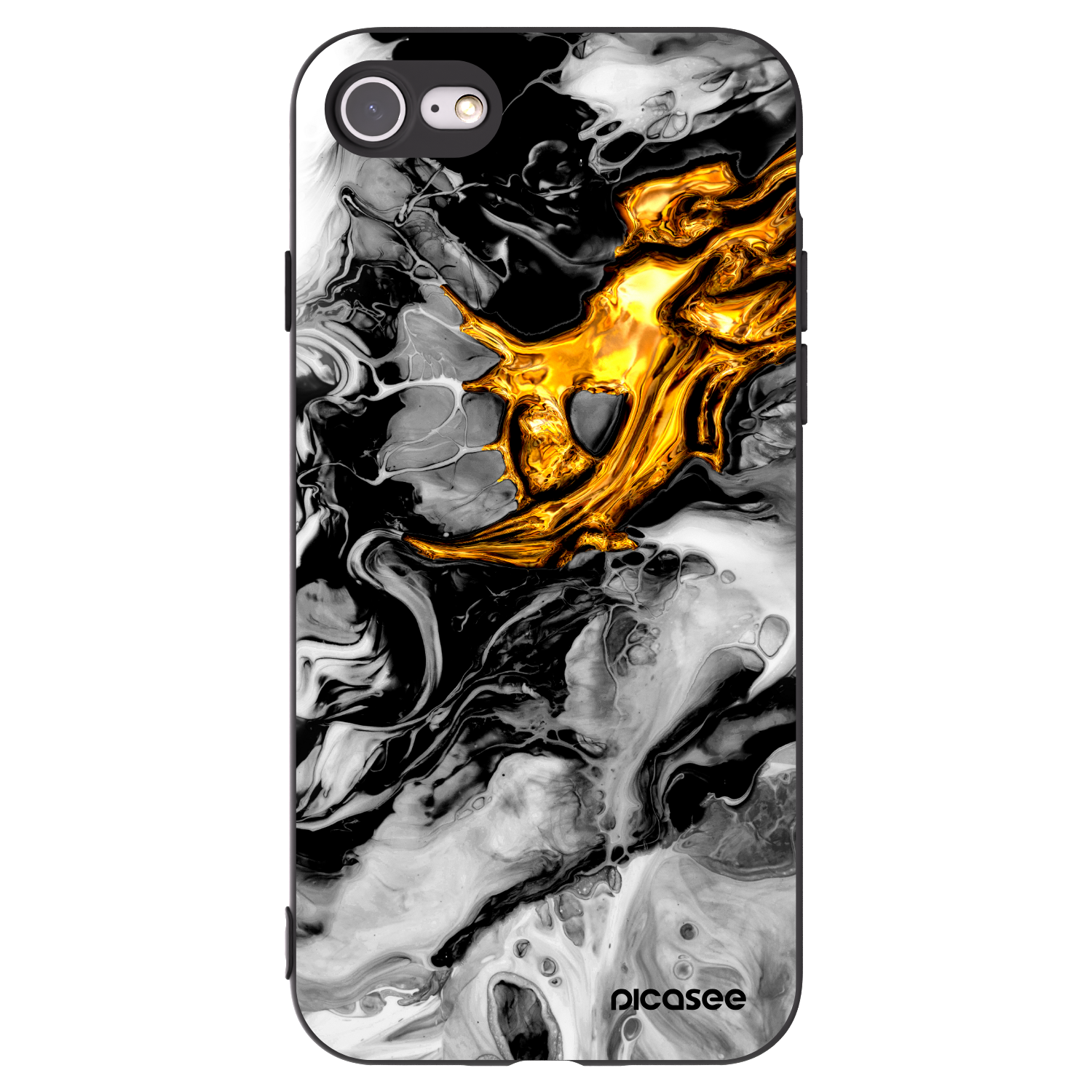 Picasee Apple iPhone SE 2022 Hülle - Schwarzes Silikon - Black Gold 2