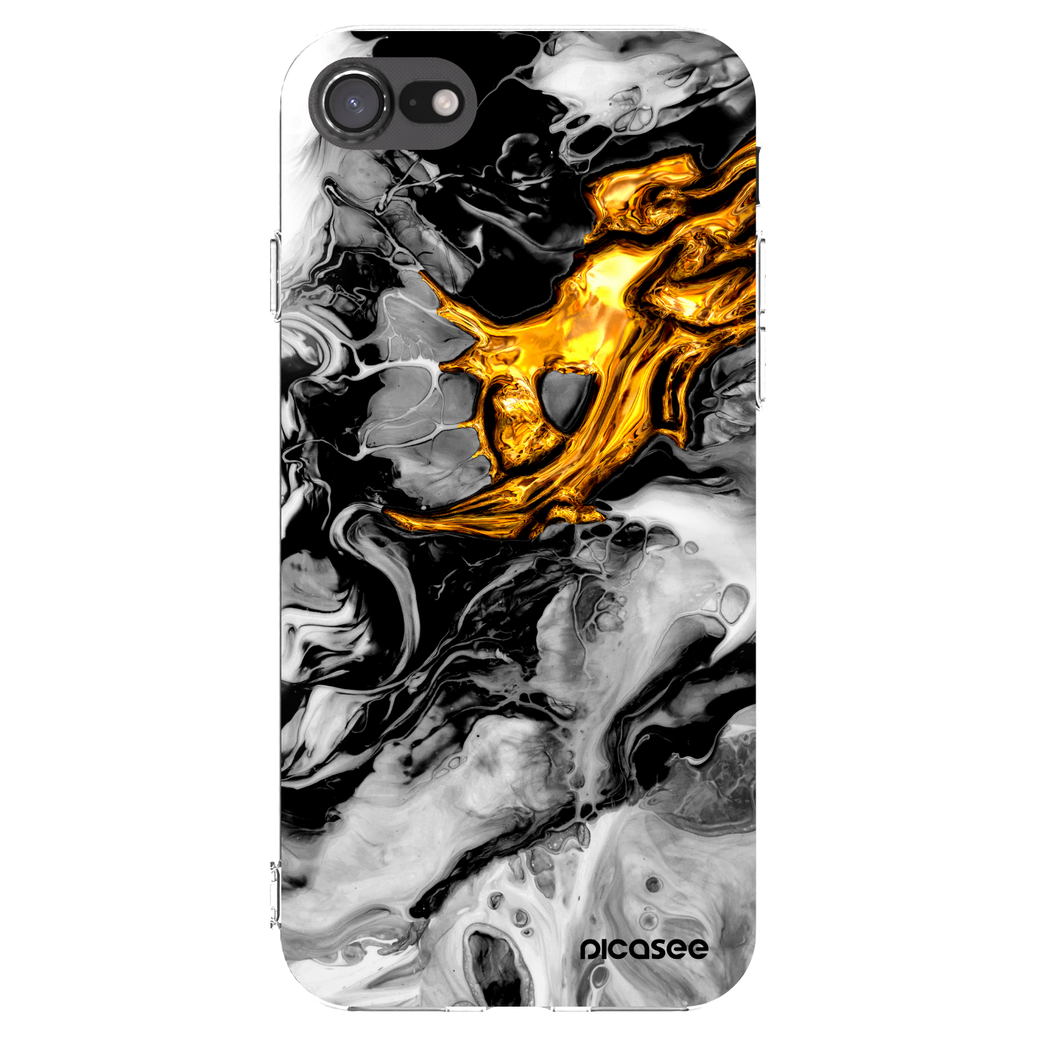 Picasee Apple iPhone SE 2022 Hülle - Transparentes Silikon - Black Gold 2