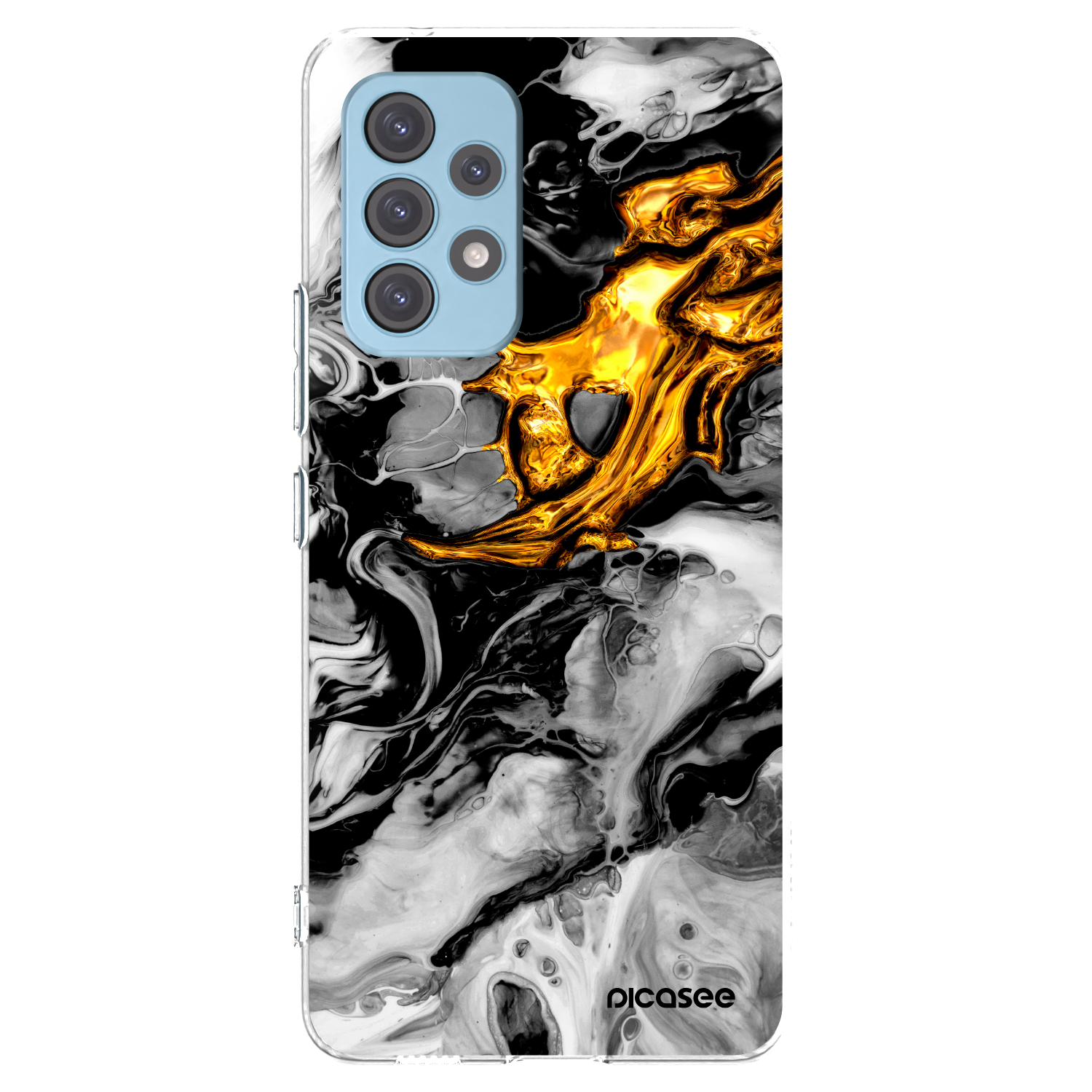 Picasee Samsung Galaxy A53 5G A536 Hülle - Transparentes Silikon - Black Gold 2