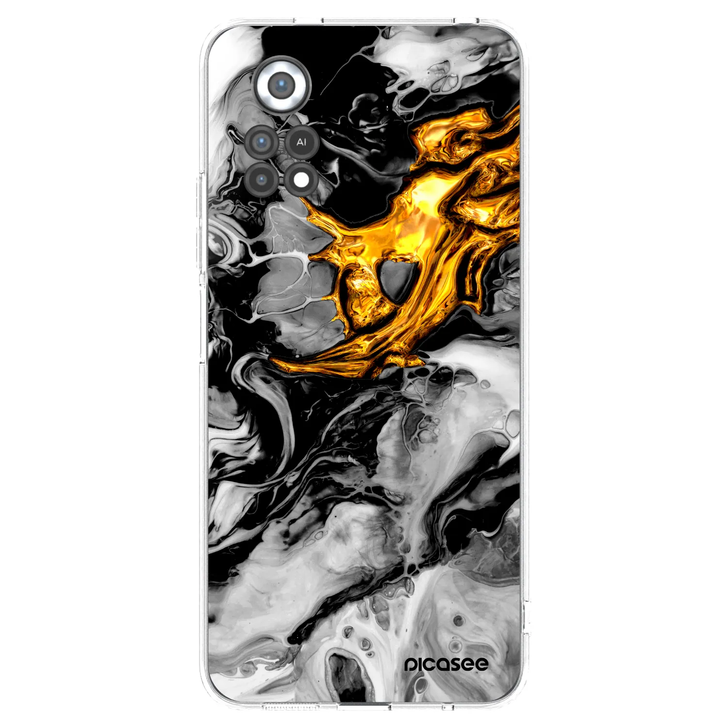 Picasee Xiaomi Poco X4 Pro 5G Hülle - Transparentes Silikon - Black Gold 2