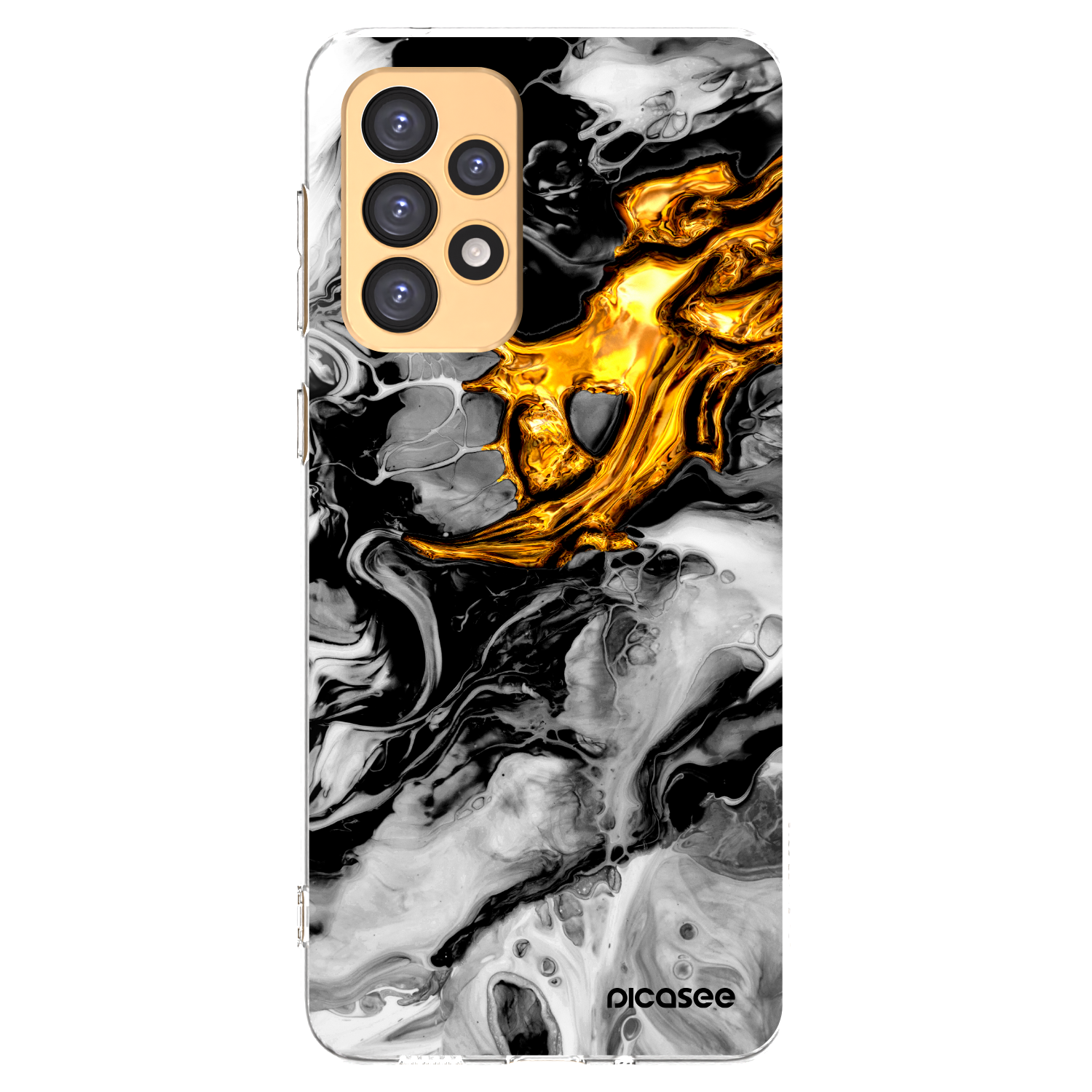 Picasee Samsung Galaxy A33 5G A336 Hülle - Transparentes Silikon - Black Gold 2