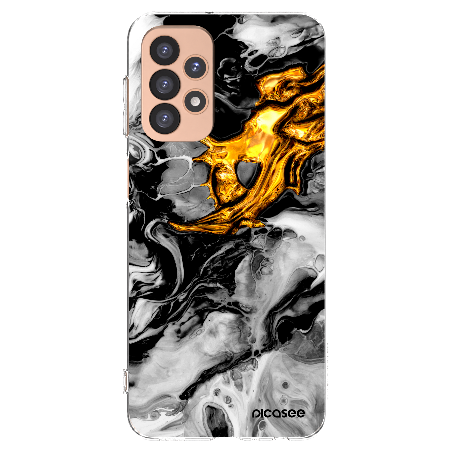 Picasee Samsung Galaxy A23 A236B 5G Hülle - Transparentes Silikon - Black Gold 2
