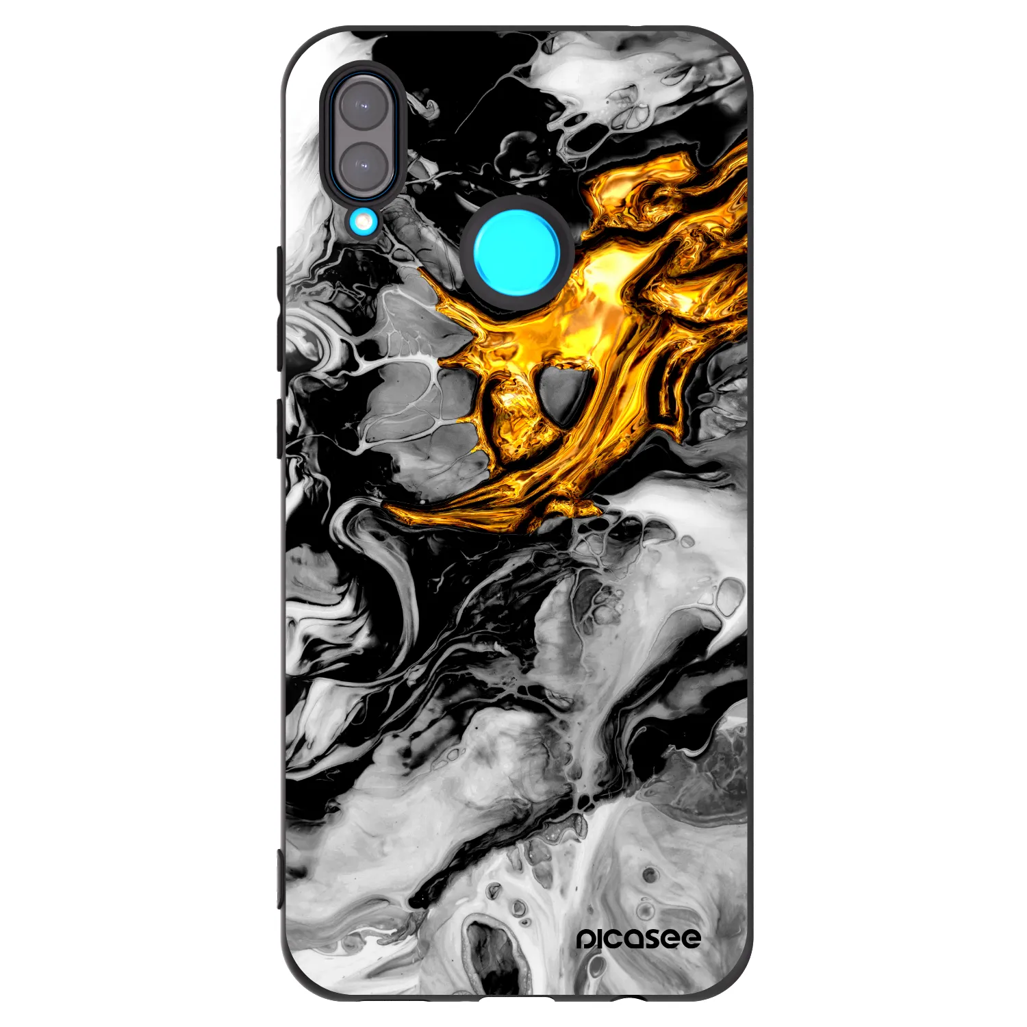 Picasee Huawei Nova 3 Hülle - Schwarzes Silikon - Black Gold 2
