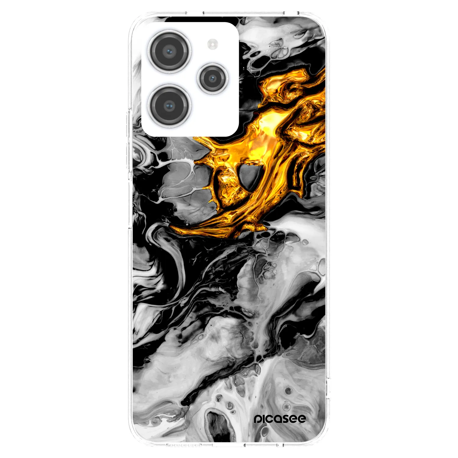 Picasee Xiaomi Redmi 12 4G Hülle - Transparentes Silikon - Black Gold 2