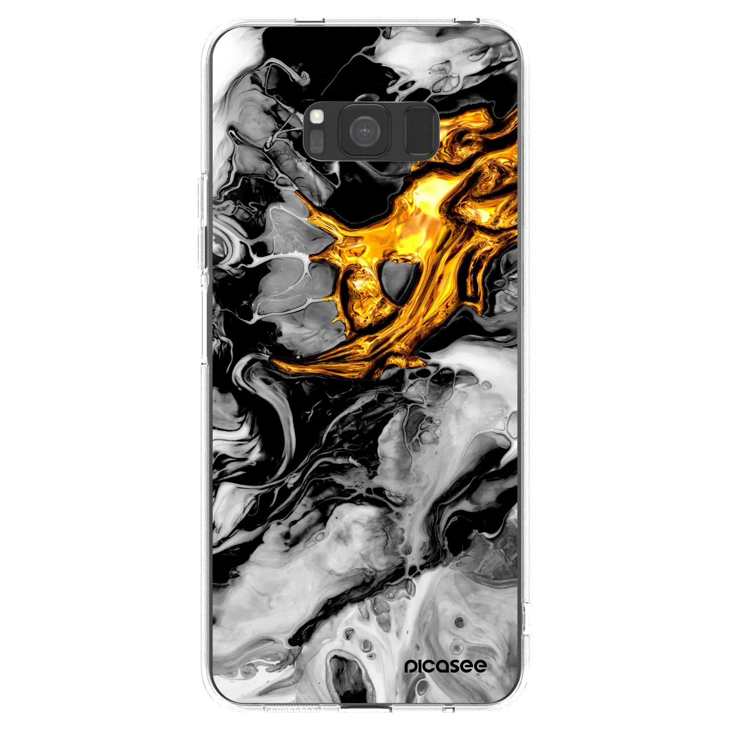 Picasee Samsung Galaxy S8 G950F Hülle - Transparentes Silikon - Black Gold 2
