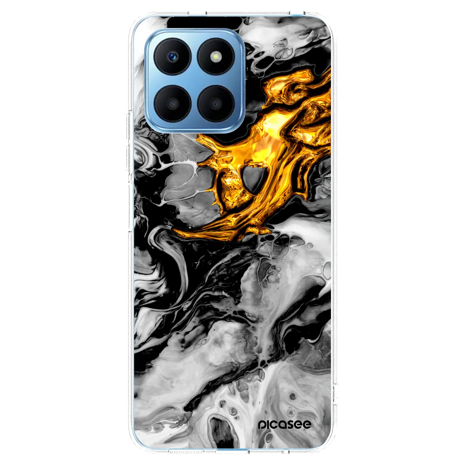Picasee Honor 70 Lite Hülle - Transparentes Silikon - Black Gold 2