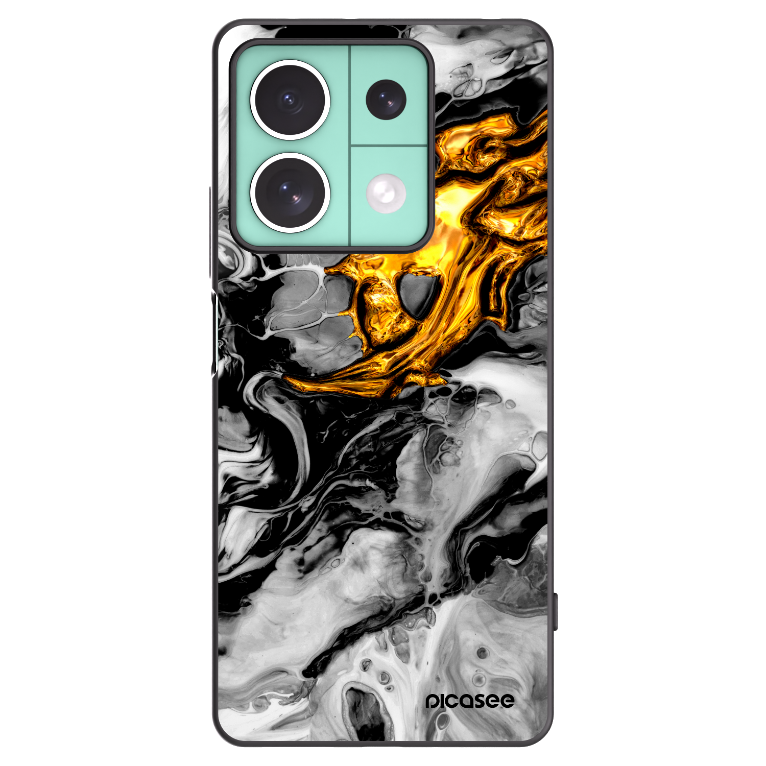 Picasee Xiaomi Redmi Note 13 5G Hülle - Schwarzes Silikon - Black Gold 2