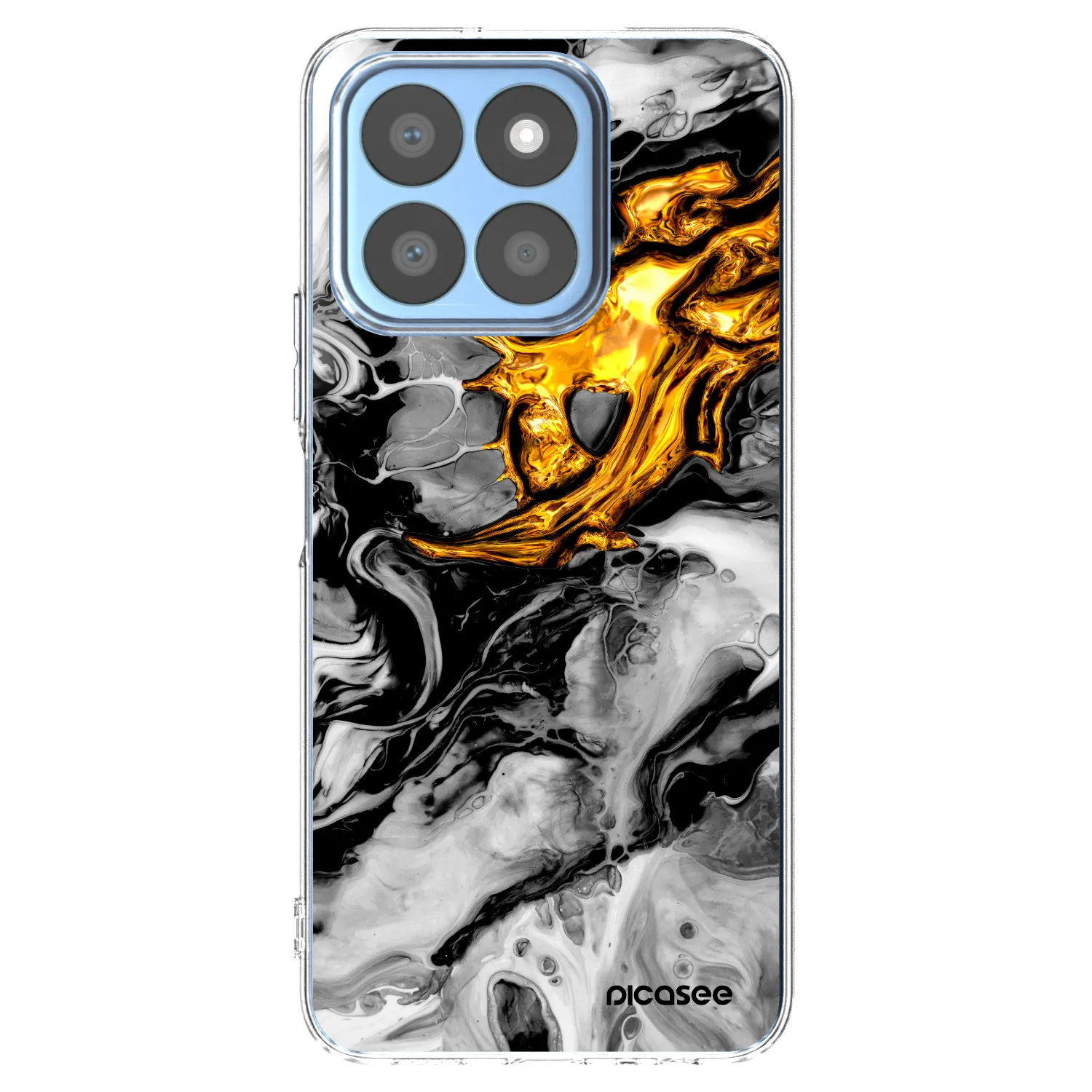 Picasee Honor X8b Hülle - Transparentes Silikon - Black Gold 2