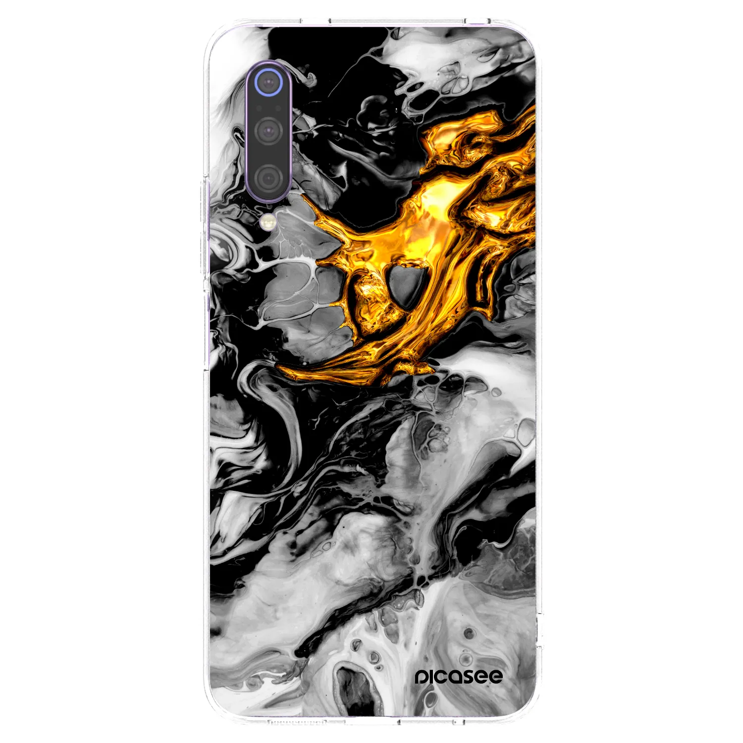 Picasee Xiaomi Mi 9 Hülle - Transparentes Silikon - Black Gold 2