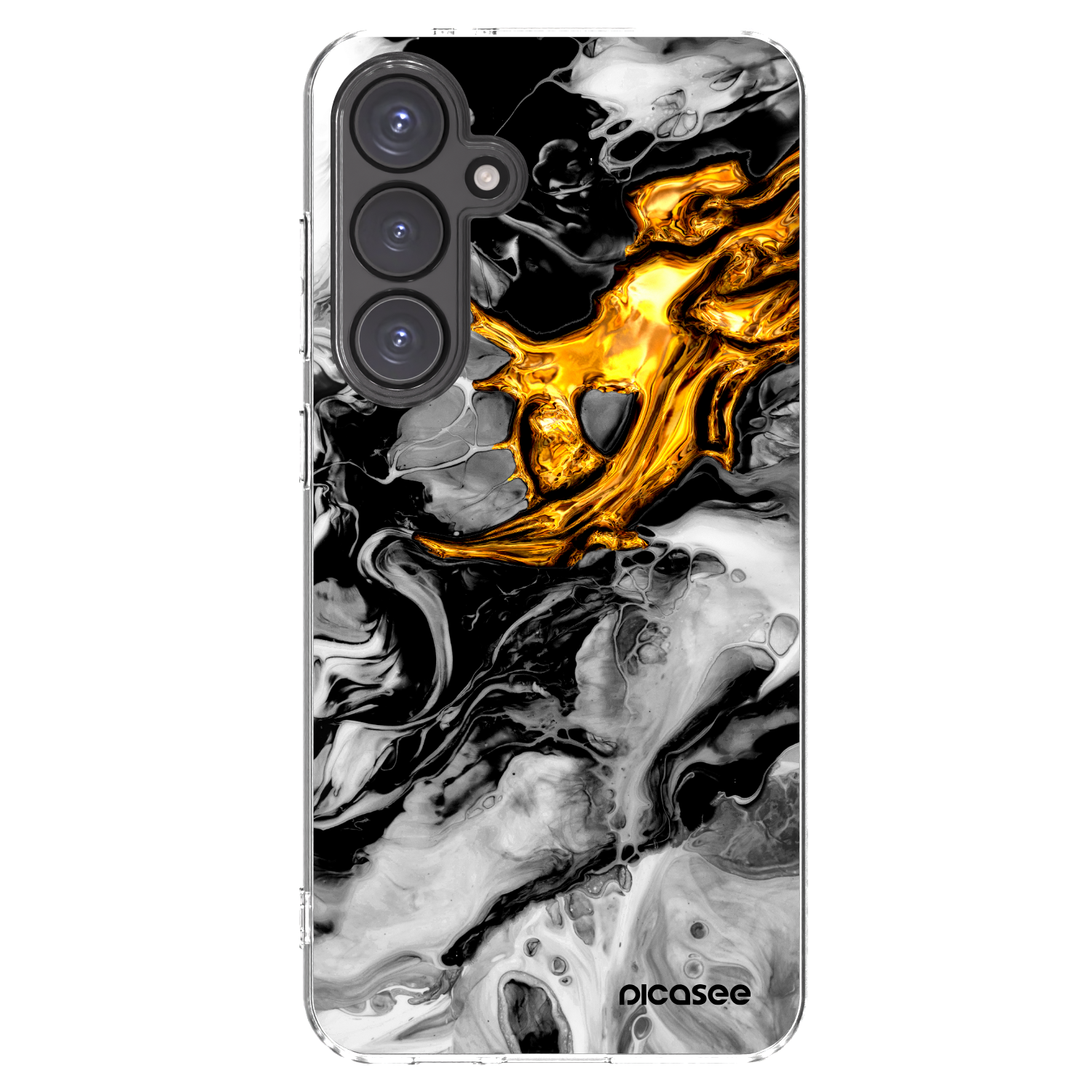 Picasee Samsung Galaxy S24 FE S721B Hülle - Transparentes Silikon - Black Gold 2