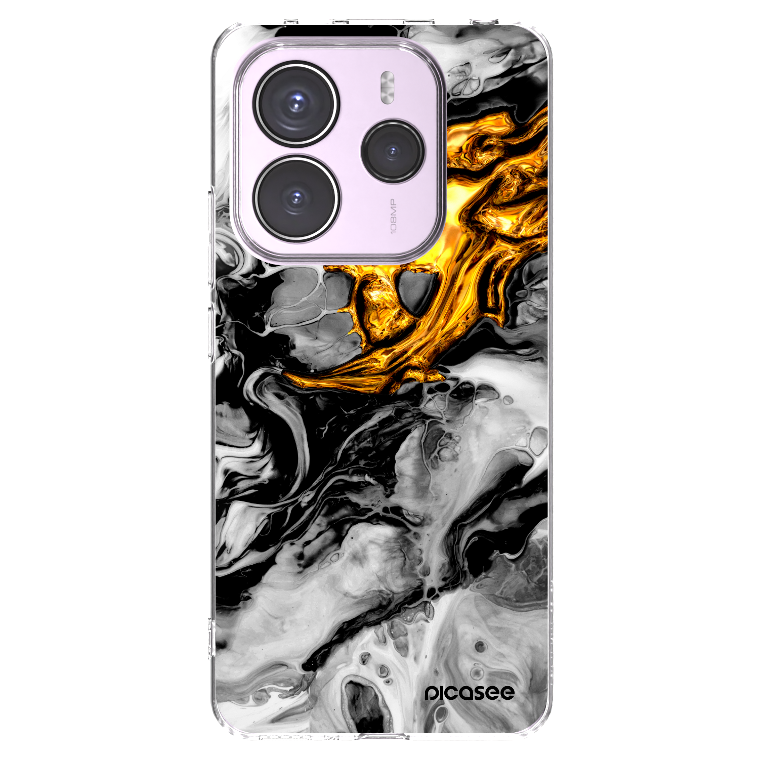 Picasee Xiaomi Redmi Note 14 5G Hülle - Transparentes Silikon - Black Gold 2