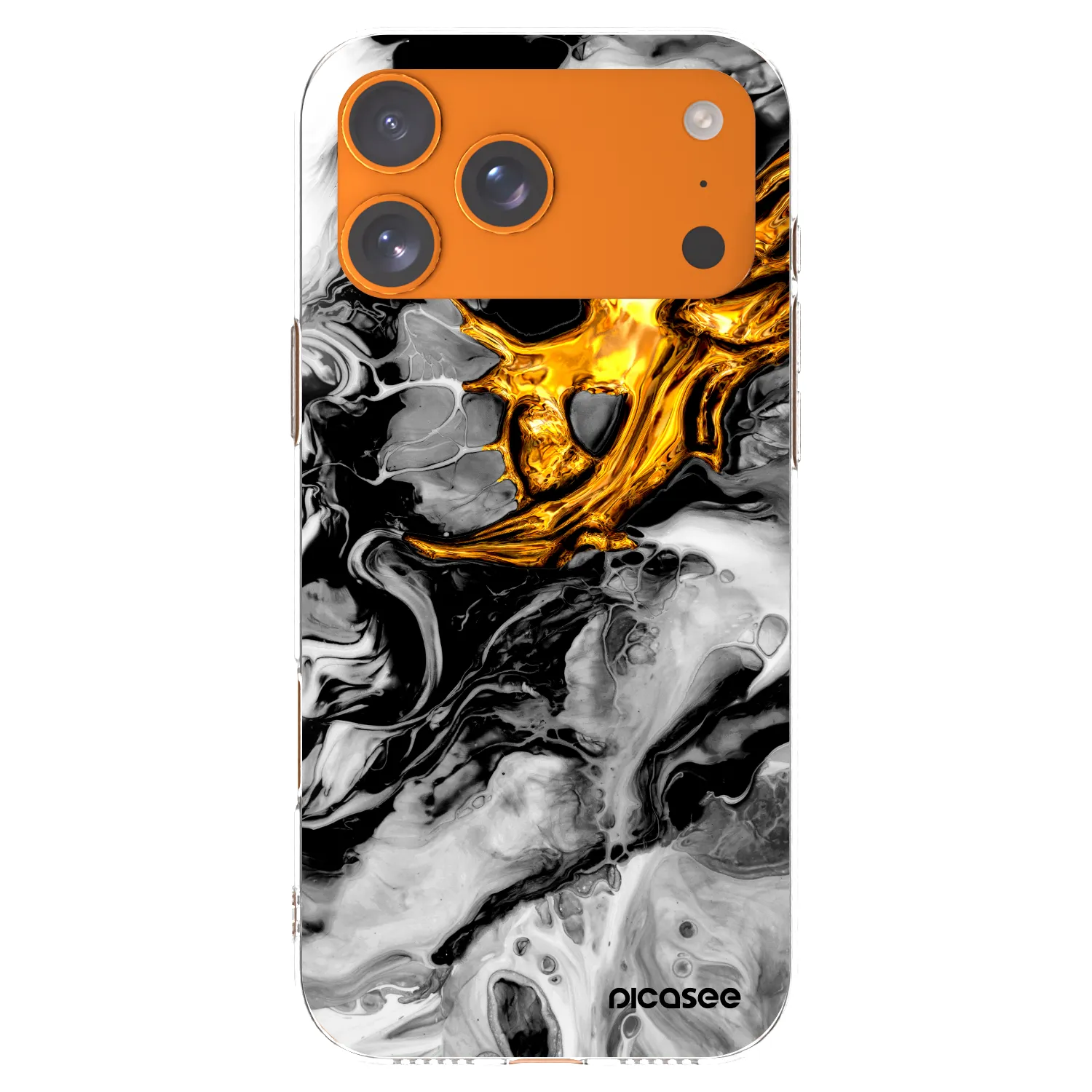 Picasee Apple iPhone 17 Pro Max Hülle - Transparentes Silikon - Black Gold 2