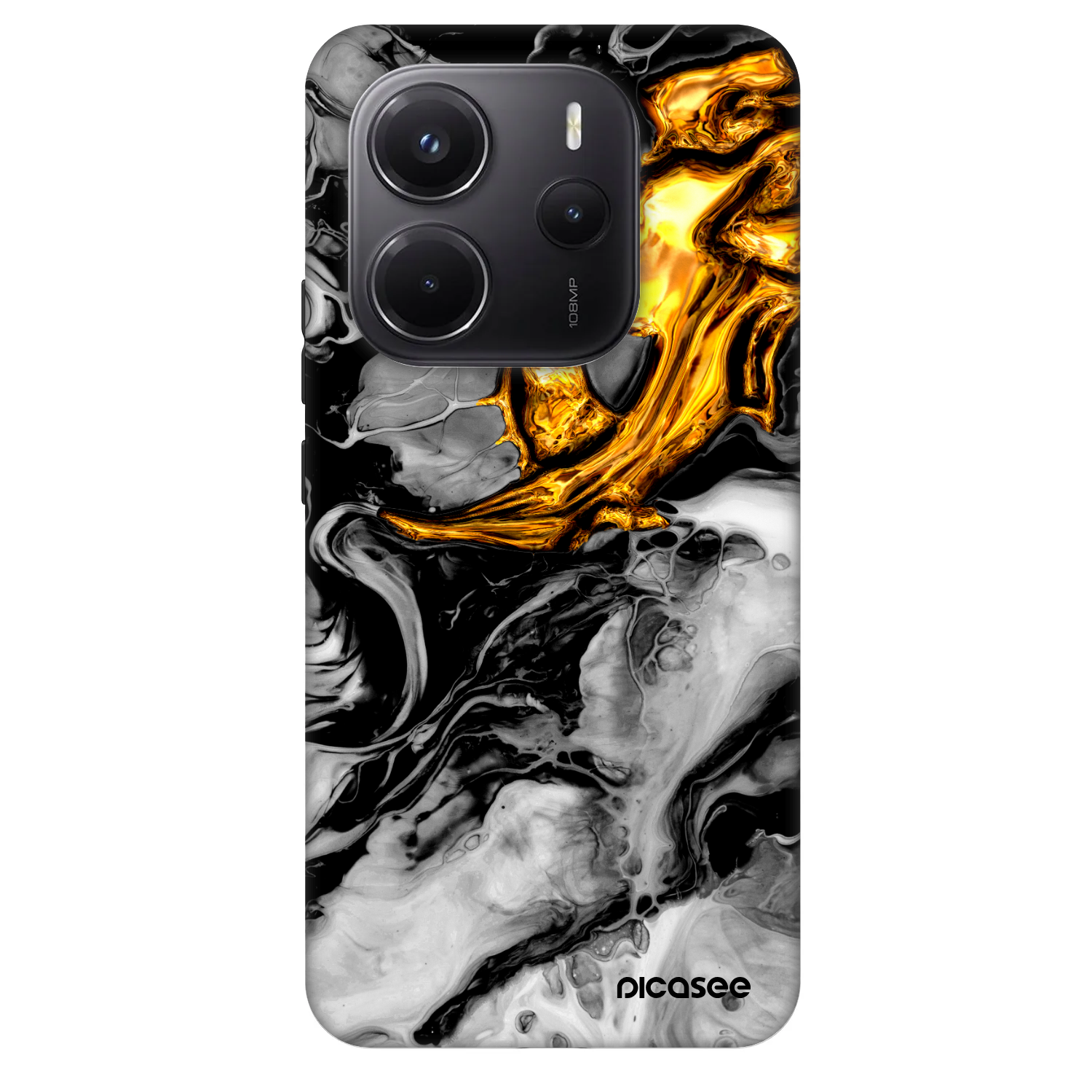 Picasee Fashion Case für Xiaomi Redmi Note 14 5G - Black Gold 2