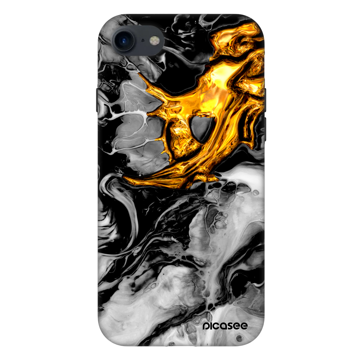 Picasee Fashion Case für Apple iPhone SE 2022 - Black Gold 2