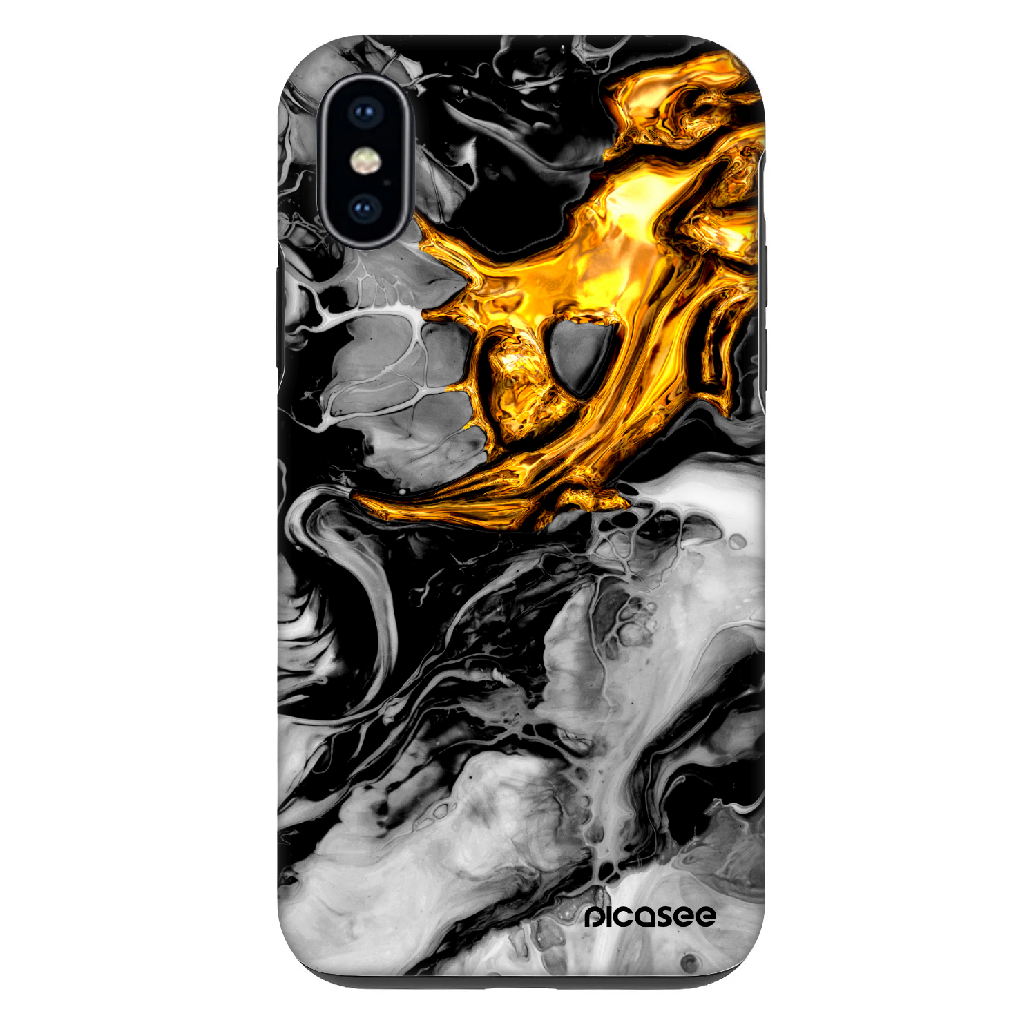 Picasee Fashion Case für Apple iPhone X/XS - Black Gold 2
