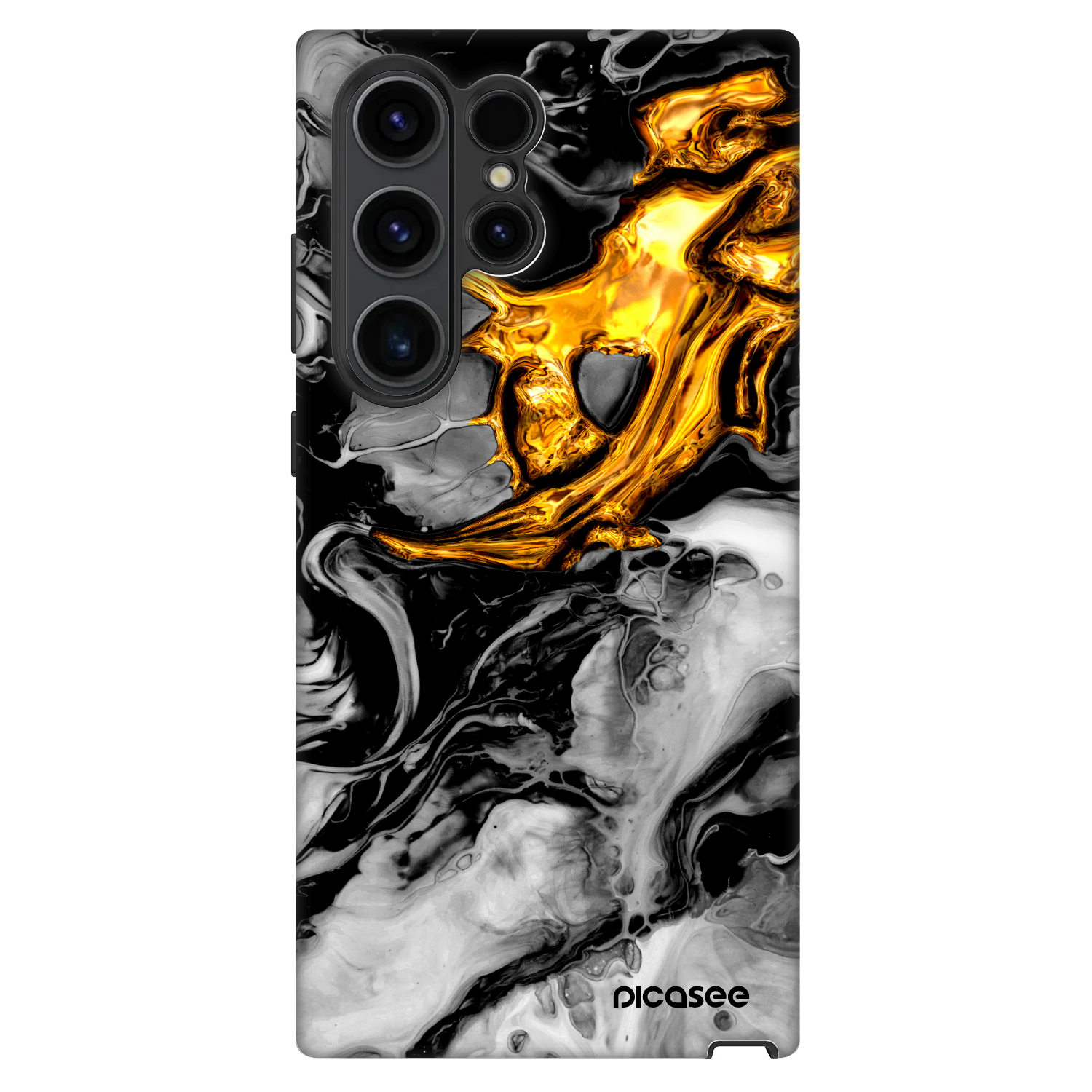 Picasee Fashion Case für Samsung Galaxy S23 Ultra 5G - Black Gold 2